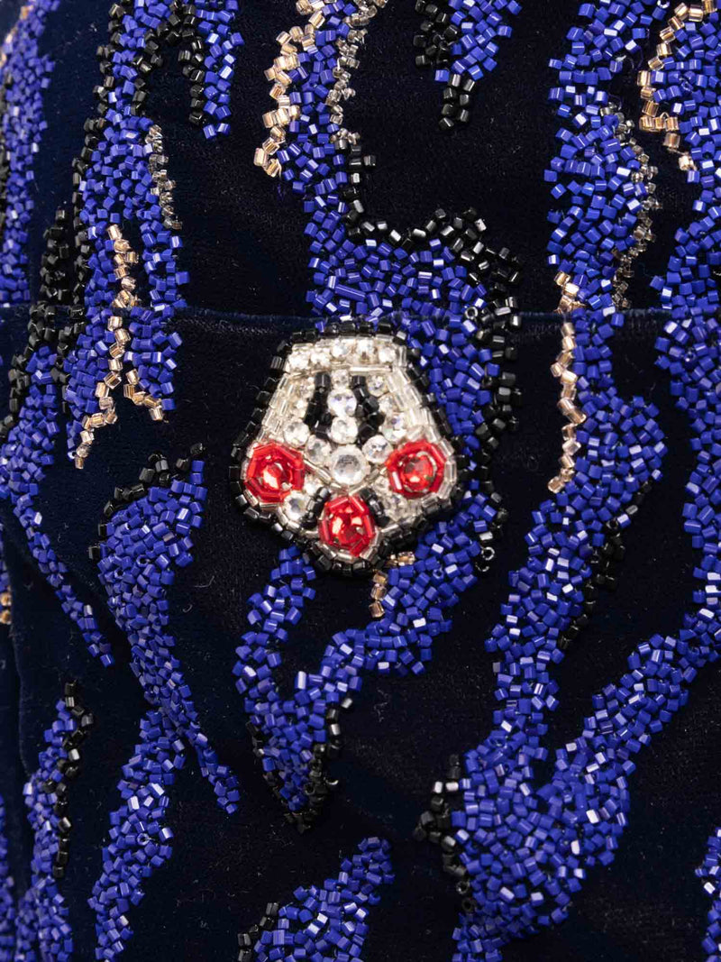 CHANEL Haute Couture Beaded Swarovski Fitted Jacket Blue-designer resale