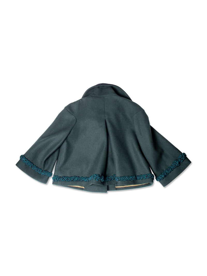 CHANEL Haute Couture Gripoix Embroidered Wool Velvet Cropped Jacket Green-designer resale