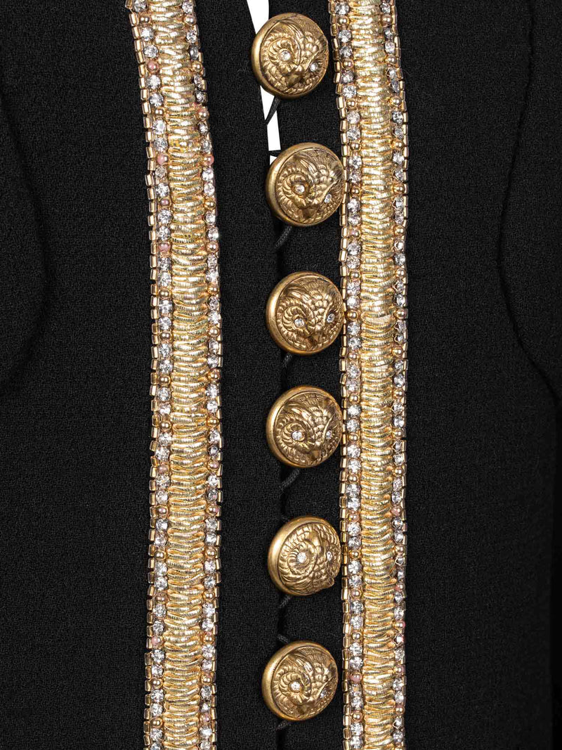 CHANEL Haute Couture Tweed Swarovski Crystal Fitted Jacket Black-designer resale