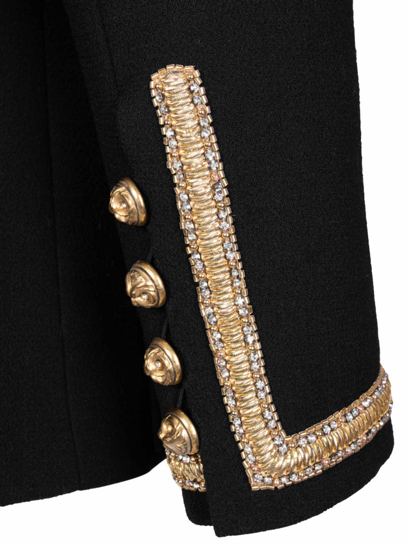 CHANEL Haute Couture Tweed Swarovski Crystal Fitted Jacket Black-designer resale