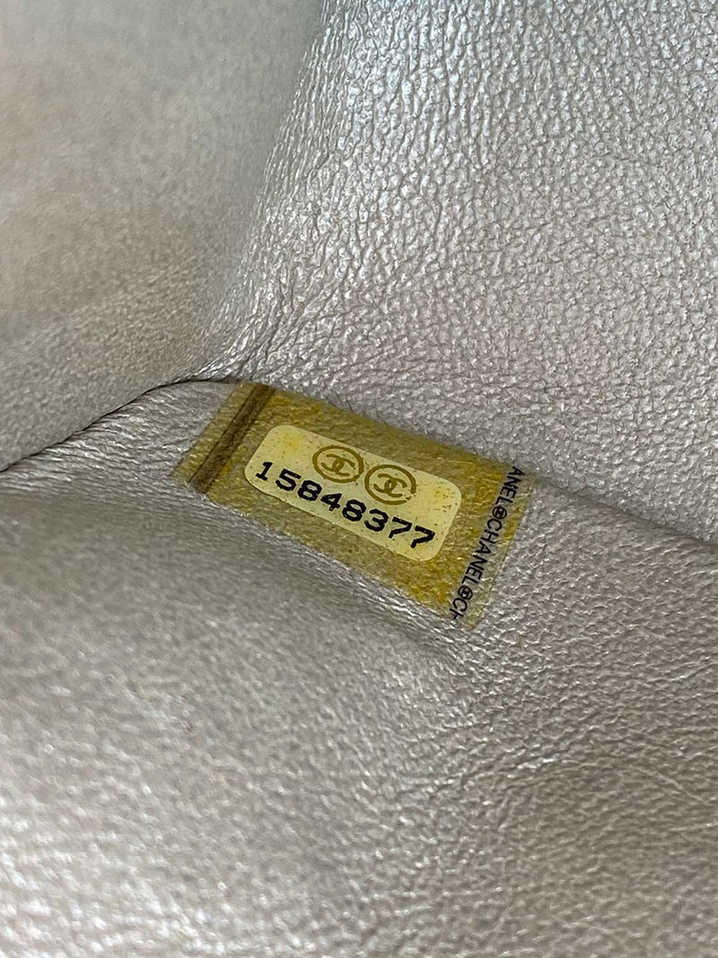 CHANEL Iridescent Satin Lambskin Quilted Medium Double Flap Bag Gold-designer resale
