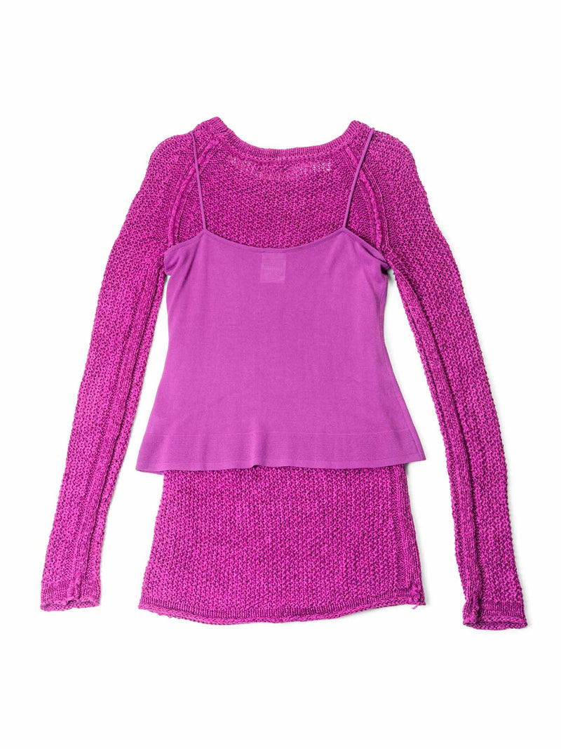 CHANEL Knit Sweater Tunic Set Purple-designer resale