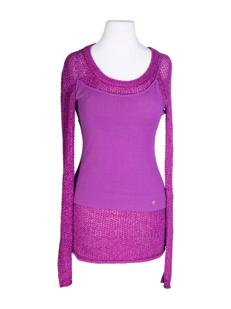 CHANEL Knit Sweater Tunic Set Purple