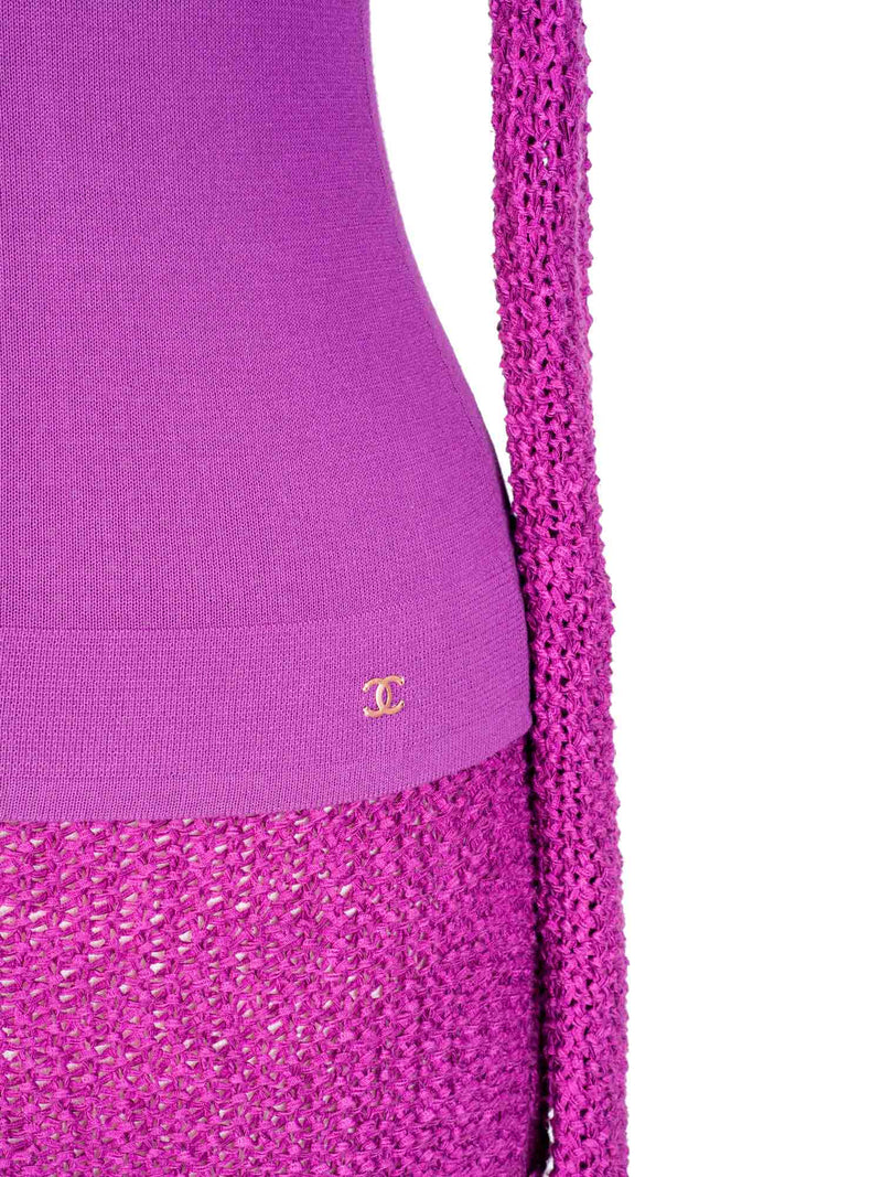 CHANEL Knit Sweater Tunic Set Purple-designer resale
