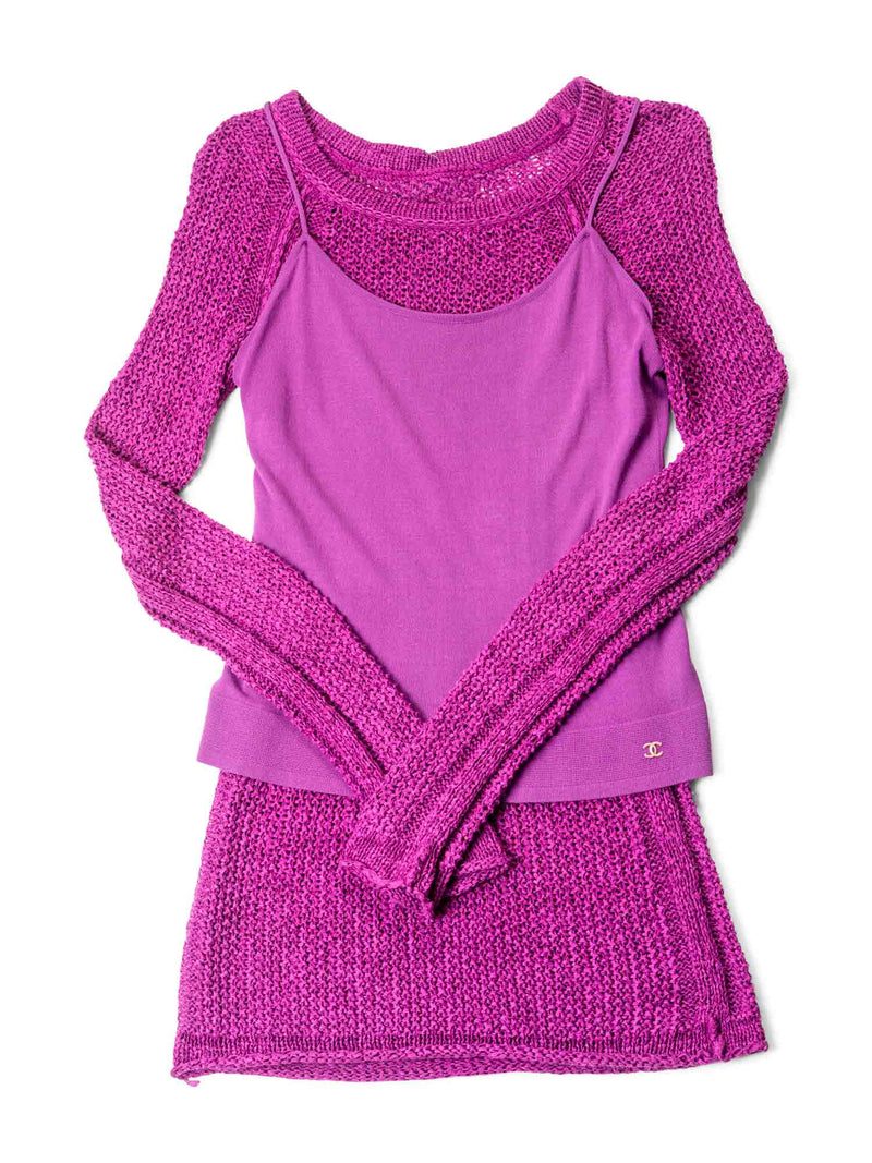 CHANEL Knit Sweater Tunic Set Purple