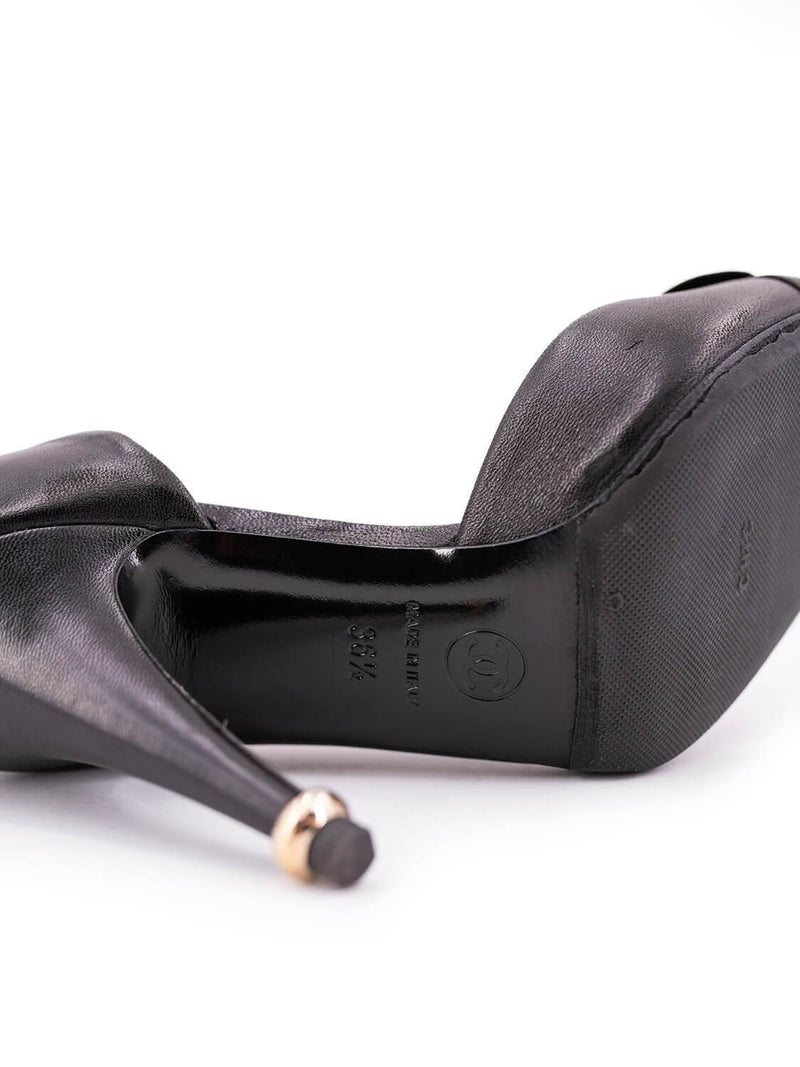 CHANEL Lambskin Camellia Pumps Black-designer resale