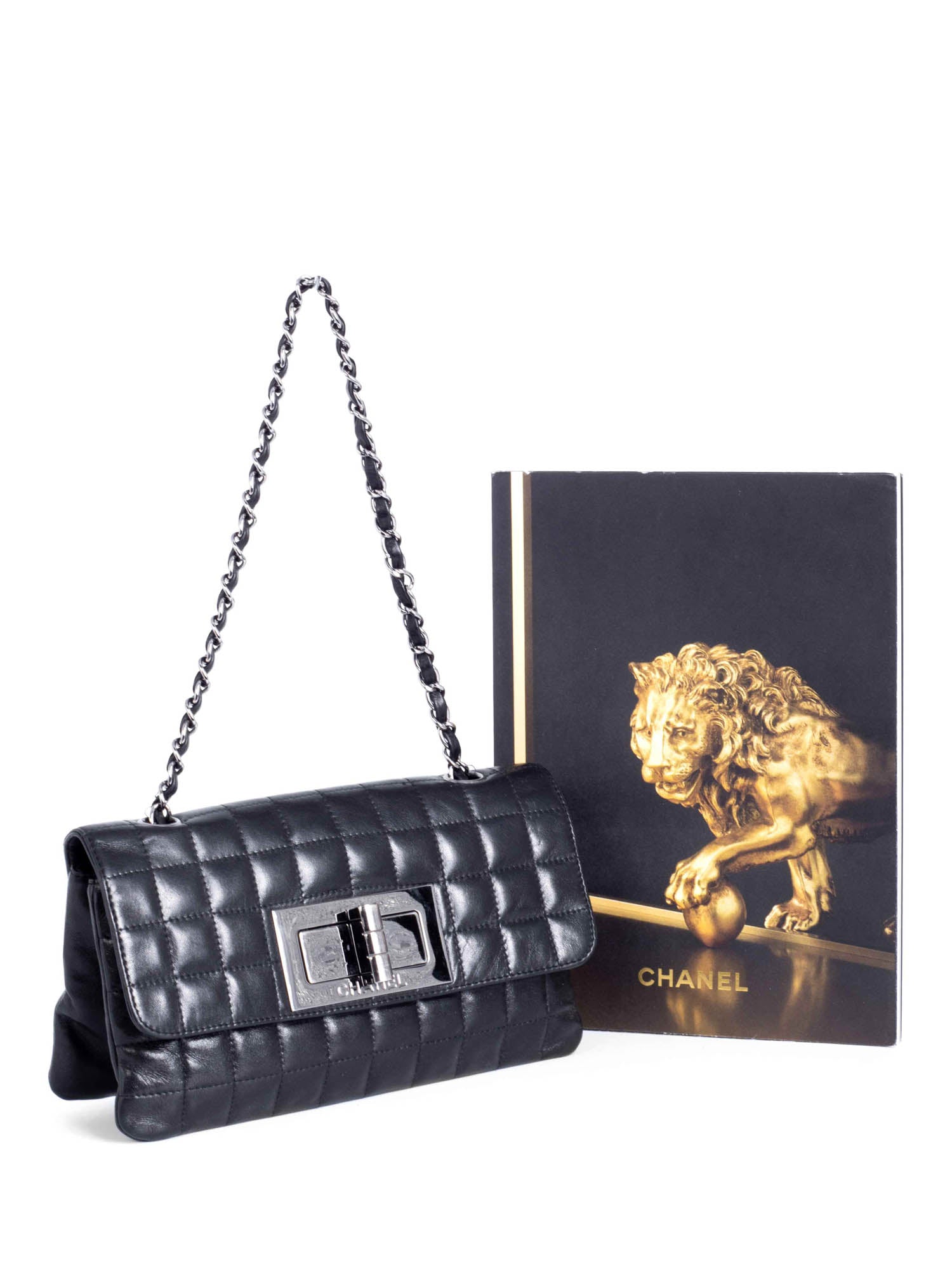 CHANEL Lambskin Leather Square Quilted Reissue Flap Bag Black-designer resale