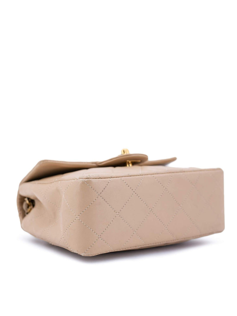 CHANEL Lambskin Quilted Mini Flap Bag Beige-designer resale