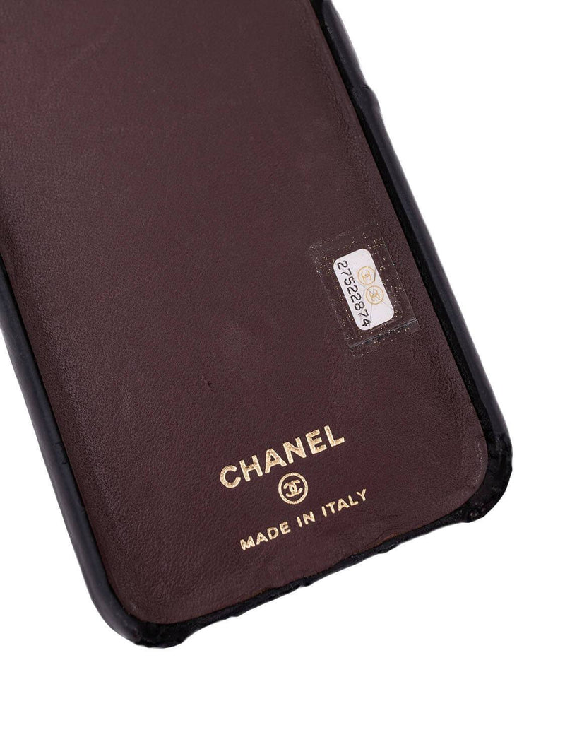 CHANEL Lambskin Quilted iPhone X Case Black-designer resale