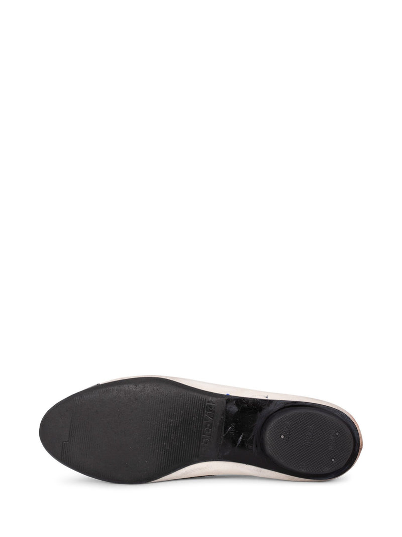 CHANEL Leather CC Logo Cap Toe Ballet Flats Shoes White Black-designer resale