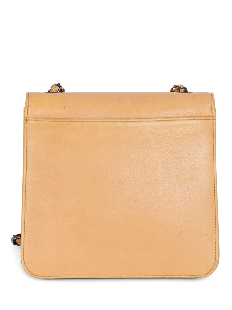 CHANEL Leather CC Logo Flap Messenger Bag Beige-designer resale