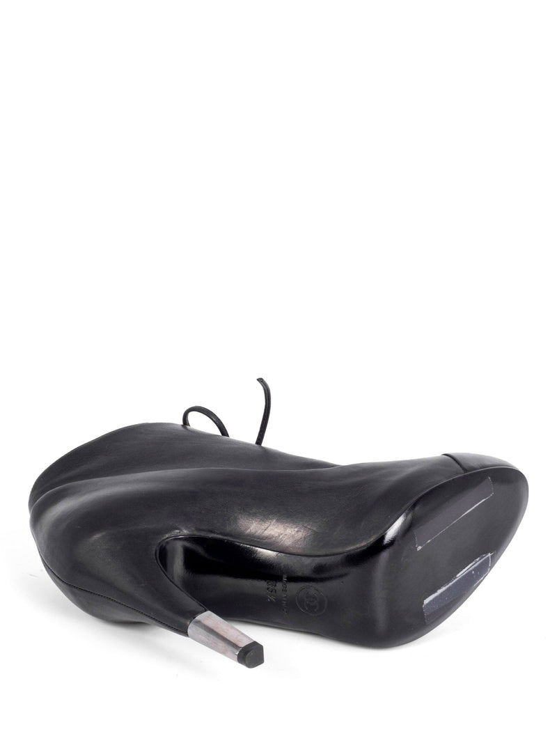 CHANEL Leather CC Logo Platform Ankle Booties Black-designer resale
