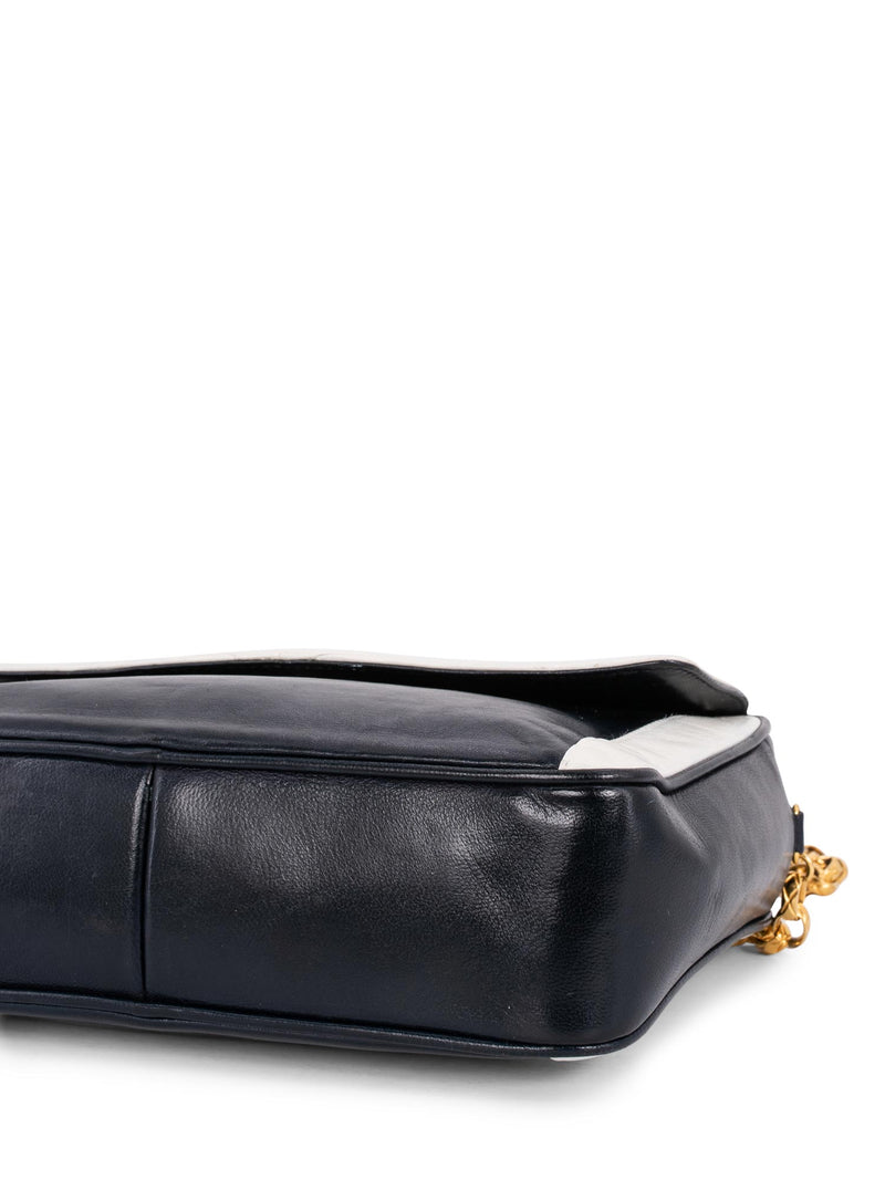 CHANEL Leather CC Logo Tassel Camera Messenger Bag Blue White-designer resale