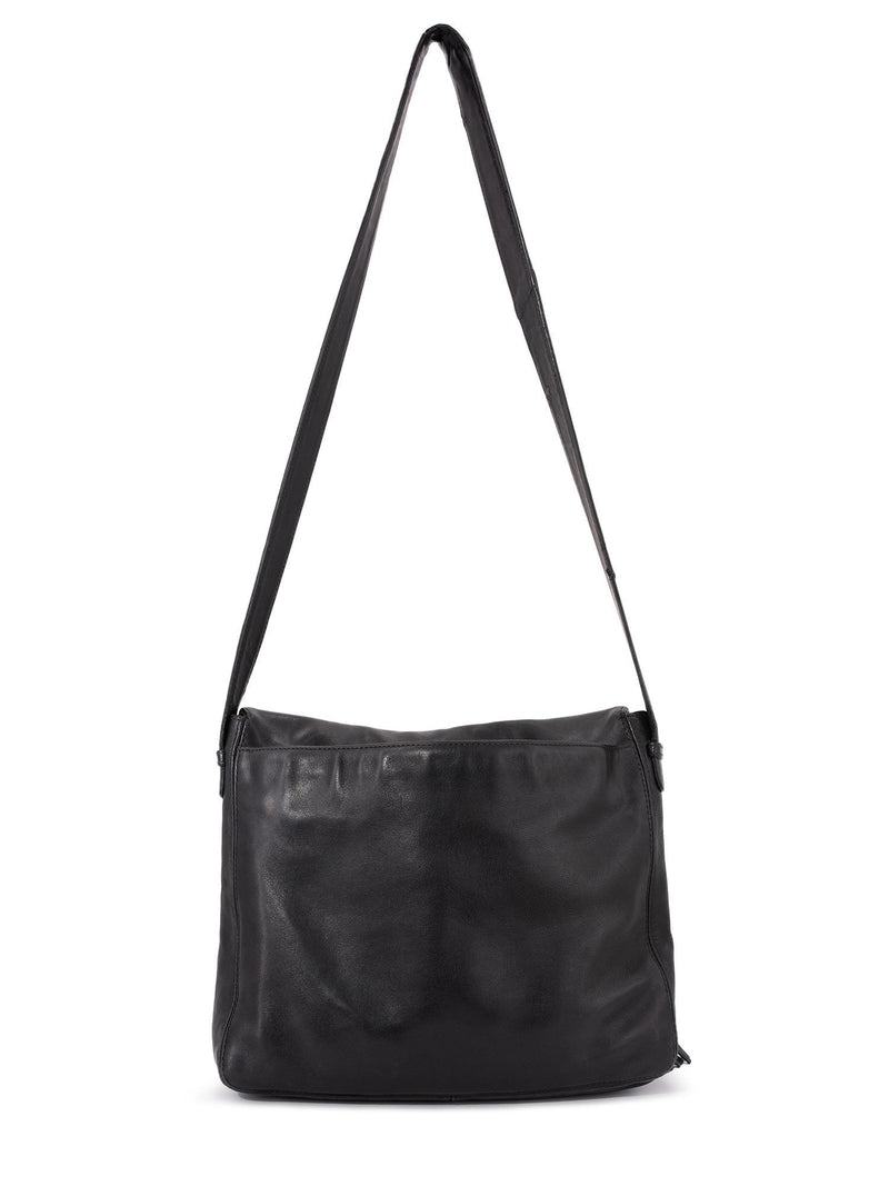 CHANEL Leather CC Logo Tassel Flap Messenger Bag Black-designer resale