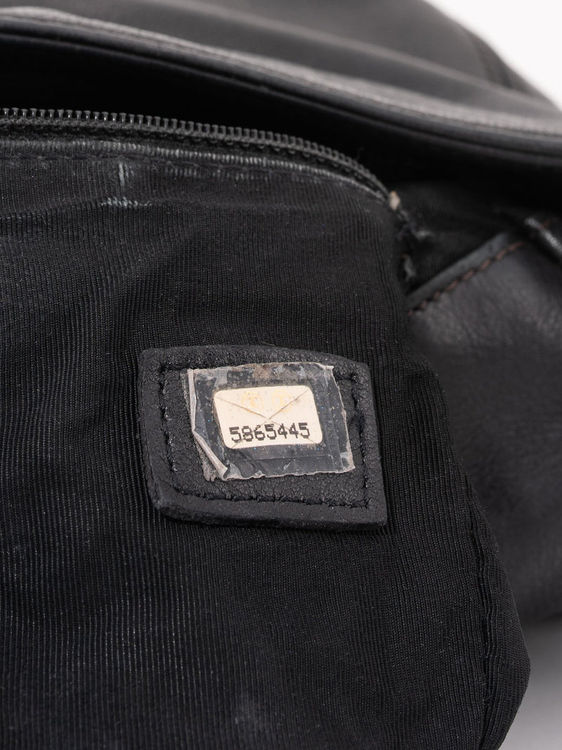 CHANEL Leather CC Logo Tassel Flap Messenger Bag Black-designer resale
