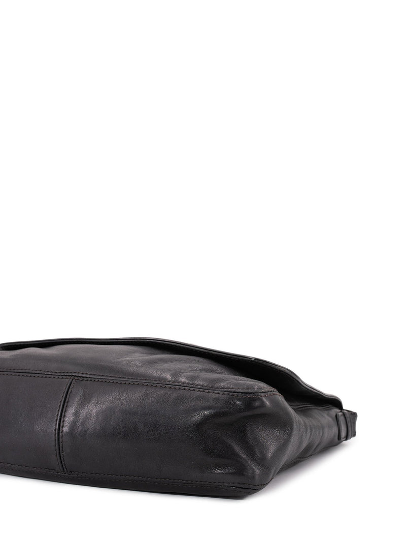CHANEL Leather CC Logo Tassel Flap Messenger Bag Black-designer resale