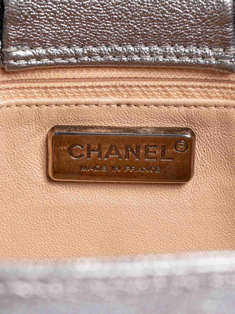 CHANEL Leather Chain Around Flap Bag Silver-designer resale