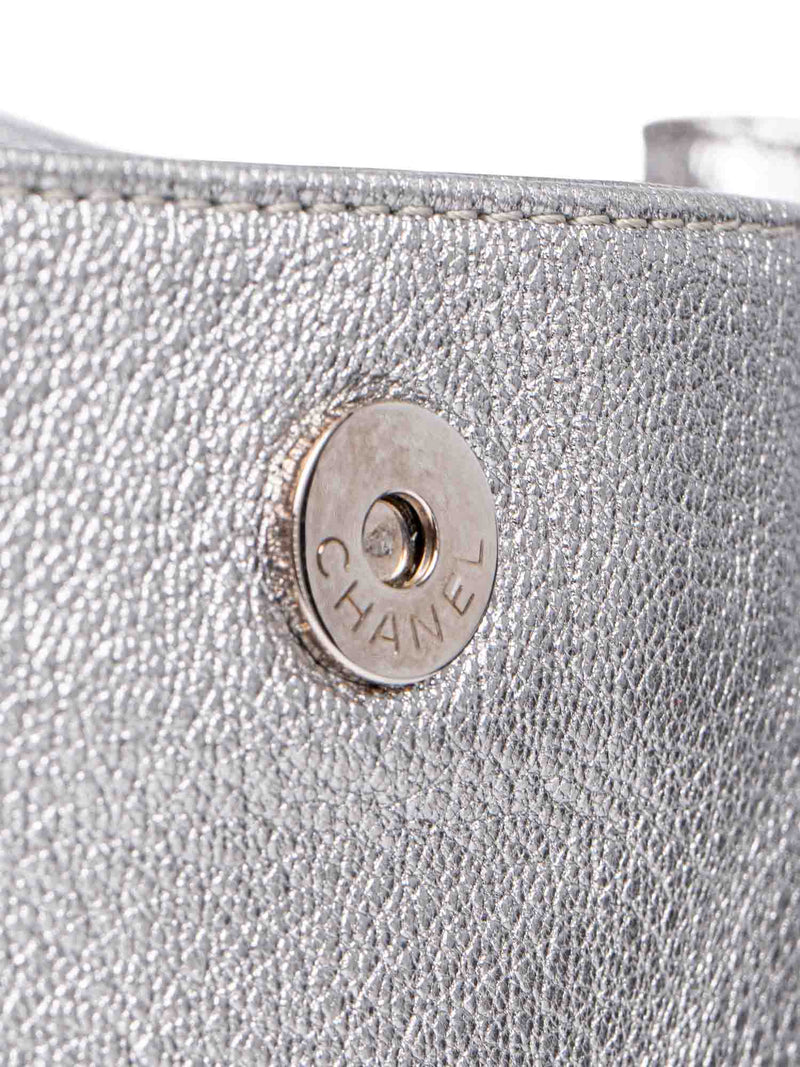 CHANEL Leather Chain Around Flap Bag Silver-designer resale