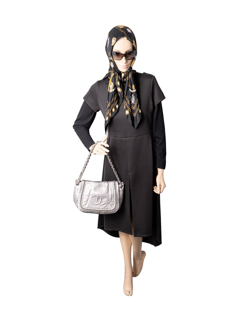 CHANEL Leather Chain Around Flap Bag Silver-designer resale