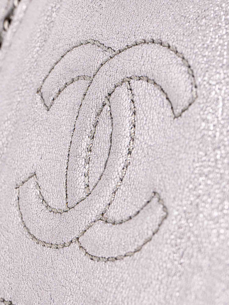CHANEL Leather Chain Around Flap Bag Silver-designer resale