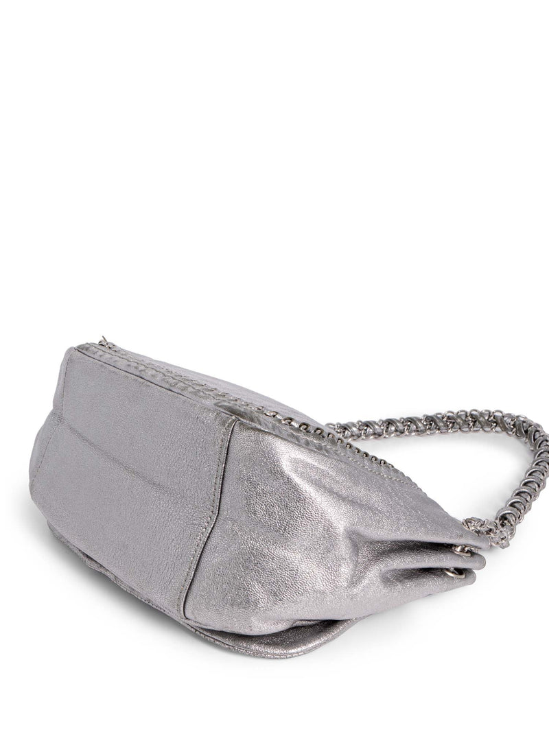 CHANEL Leather Chain Around Flap Bag Silver-designer resale