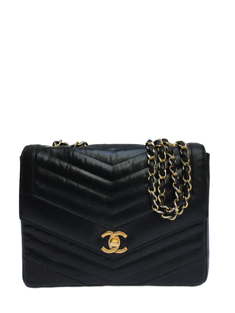 CHANEL Quilted Patent Leather CC Logo Top Handle Bag Black