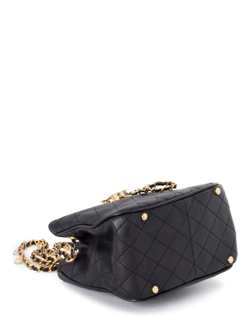 Chanel Vintage Black Lambskin Leather Mini Drawstring Bucket Crossbody Bag