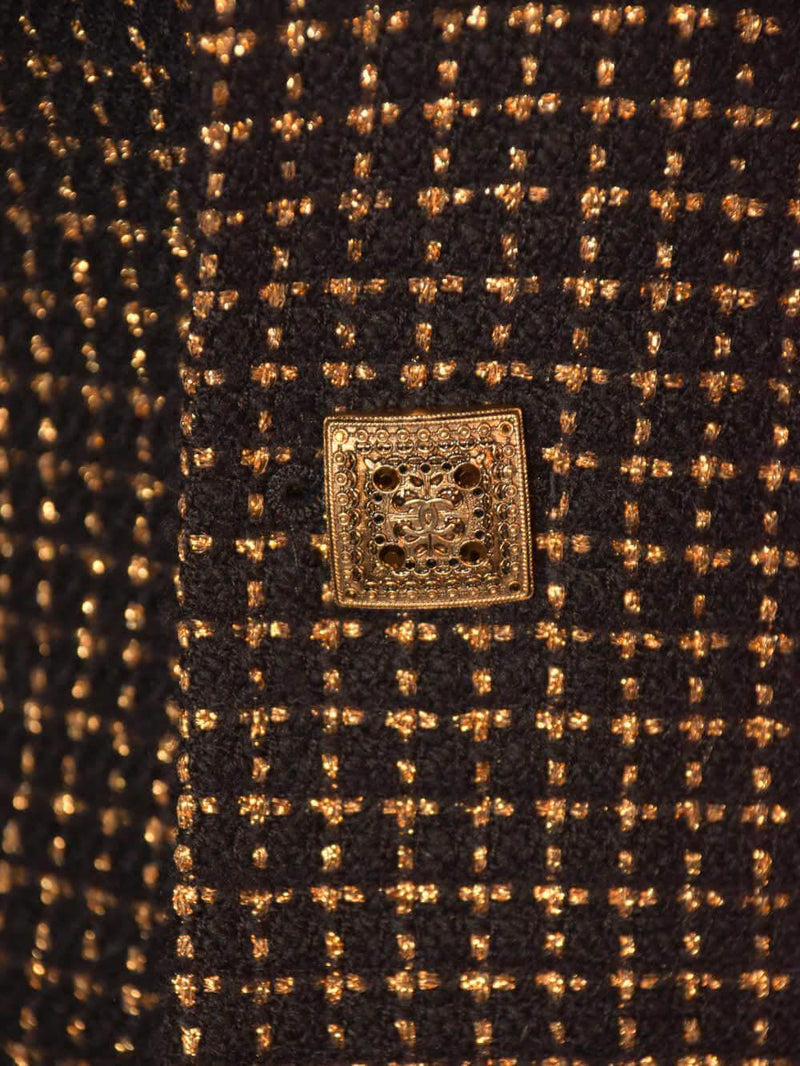 CHANEL Lesage Tweed Fitted Jacket Gold Black-designer resale