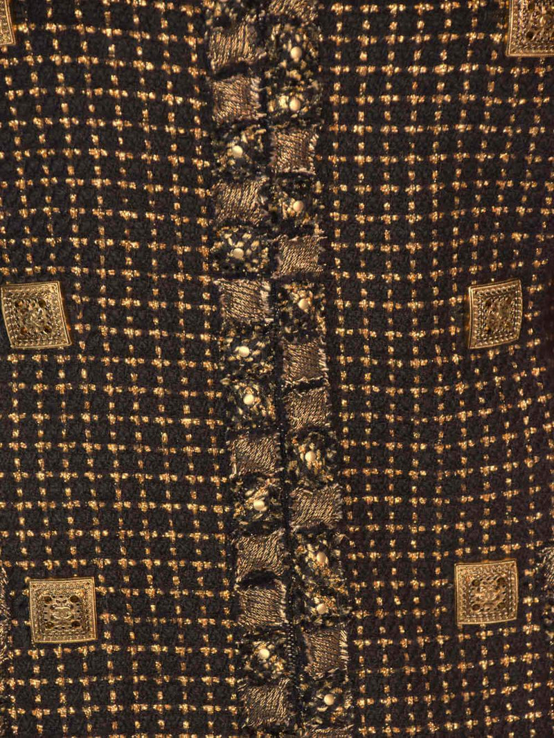 CHANEL Lesage Tweed Fitted Jacket Gold Black-designer resale