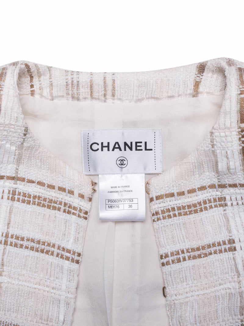 CHANEL Lesage Tweed Gripoix Fitted Jacket White-designer resale