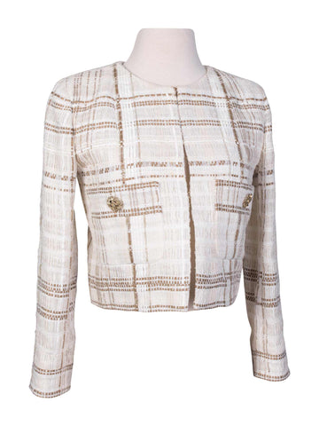 CHANEL Lesage Tweed Gripoix Fitted Jacket White-designer resale