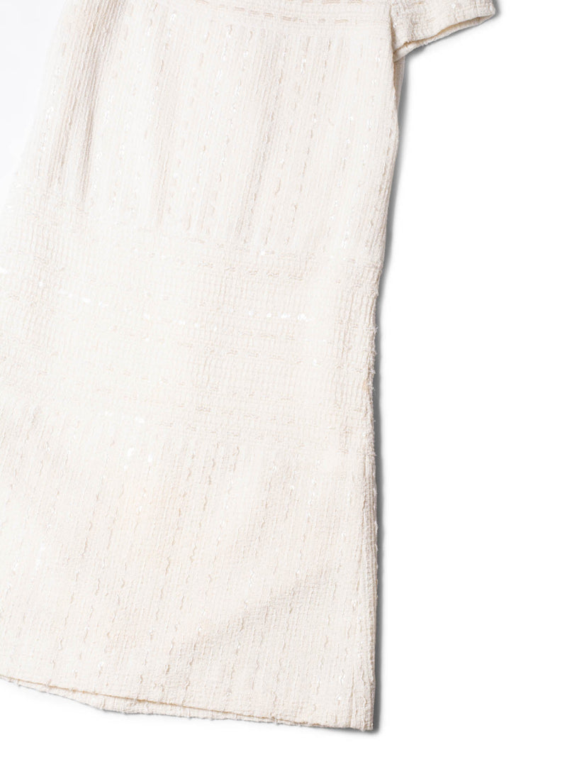 CHANEL Lesage Tweed Sequin Midi Dress Ivory