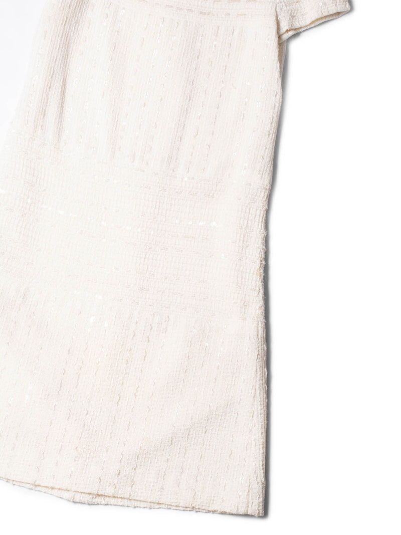 CHANEL Lesage Tweed Sequin Midi Dress Ivory-designer resale