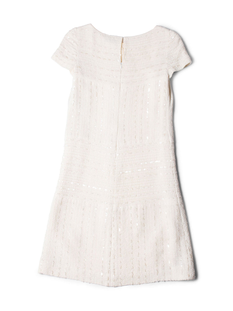 CHANEL Lesage Tweed Sequin Midi Dress Ivory-designer resale