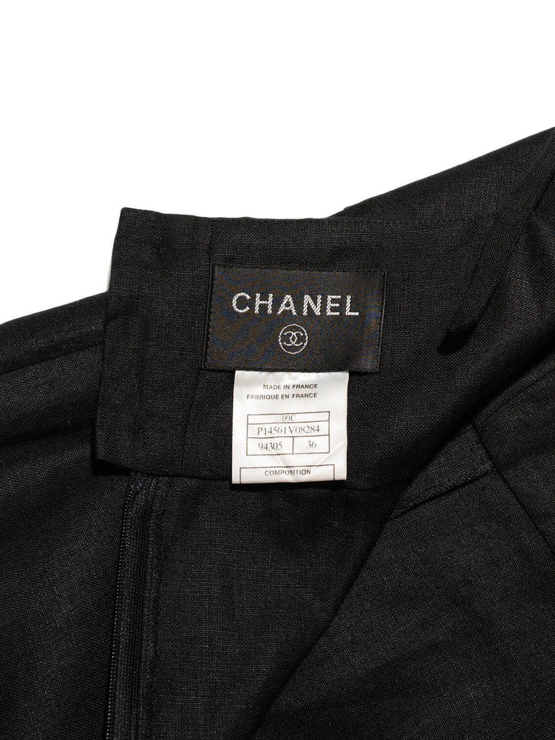 CHANEL Linen Maxi Dress Black-designer resale