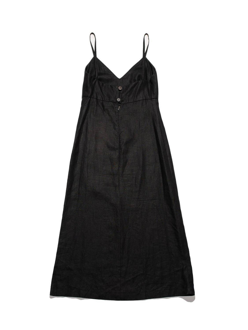 CHANEL Linen Maxi Dress Black-designer resale
