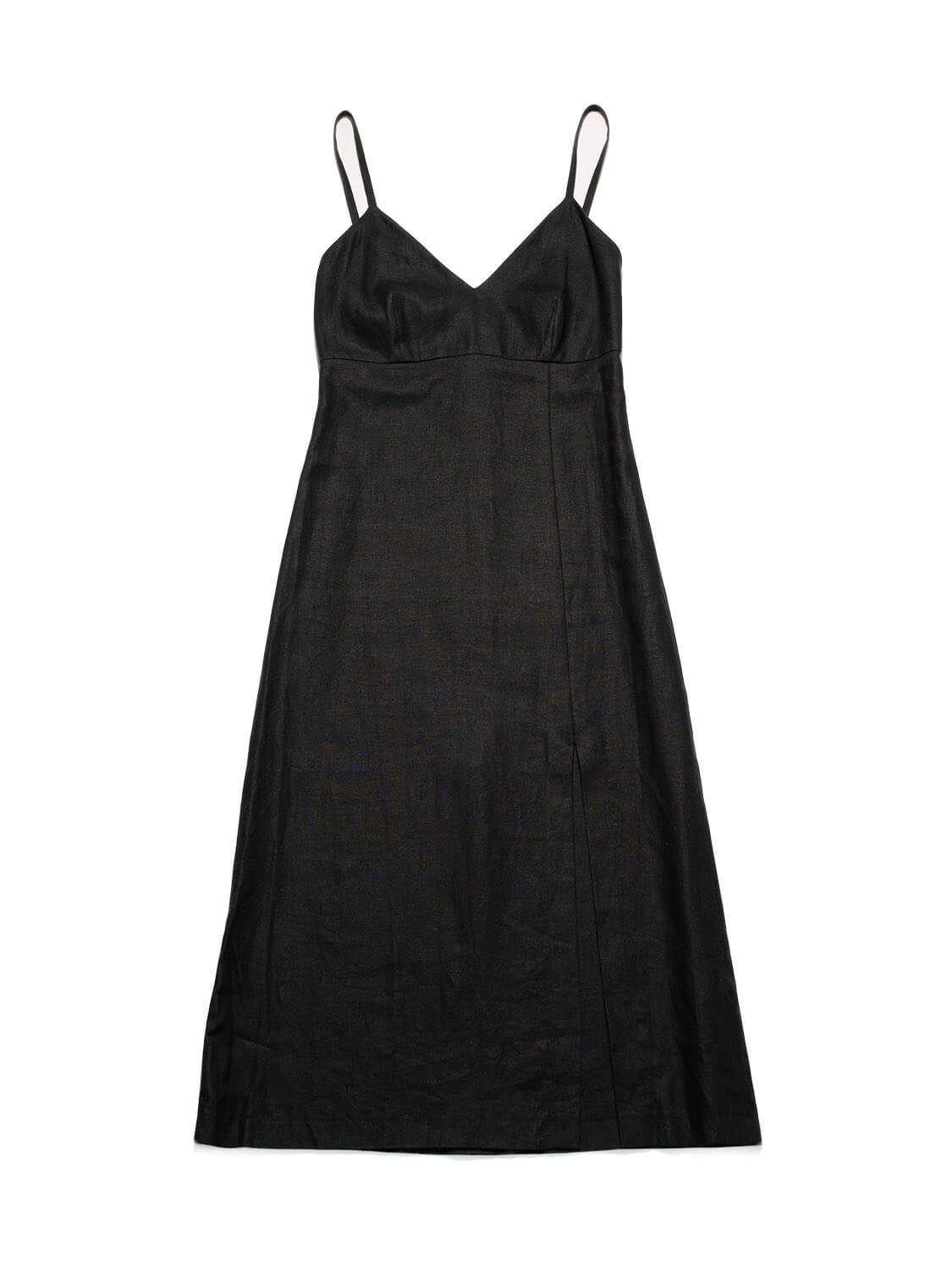 CHANEL Linen Maxi Dress Black-designer resale