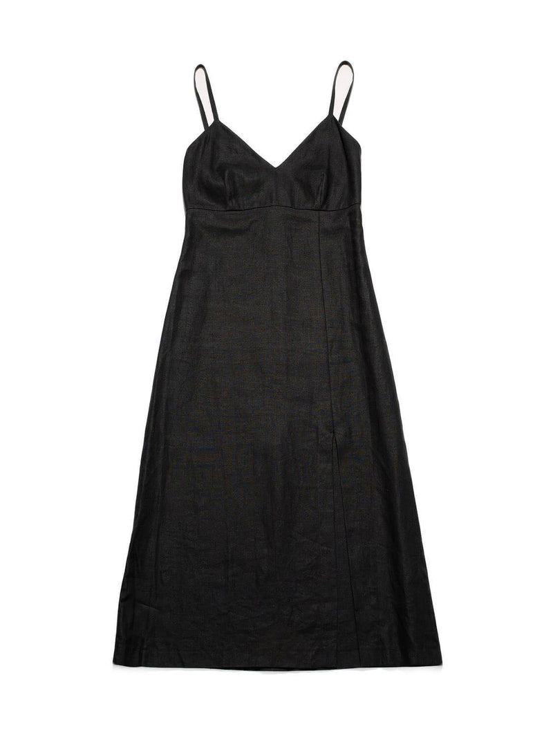 CHANEL Linen Maxi Dress Black