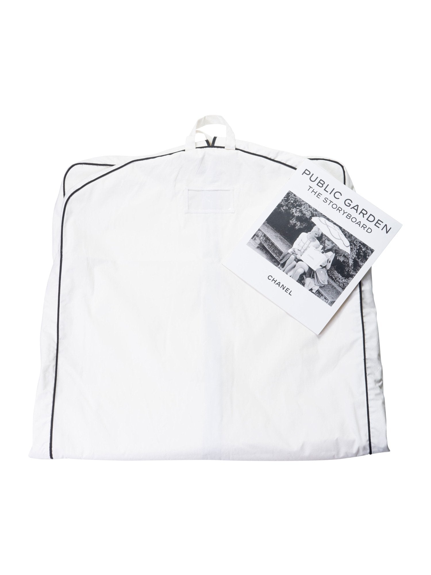 CHANEL Logo Canvas Garment Bag White Black-designer resale