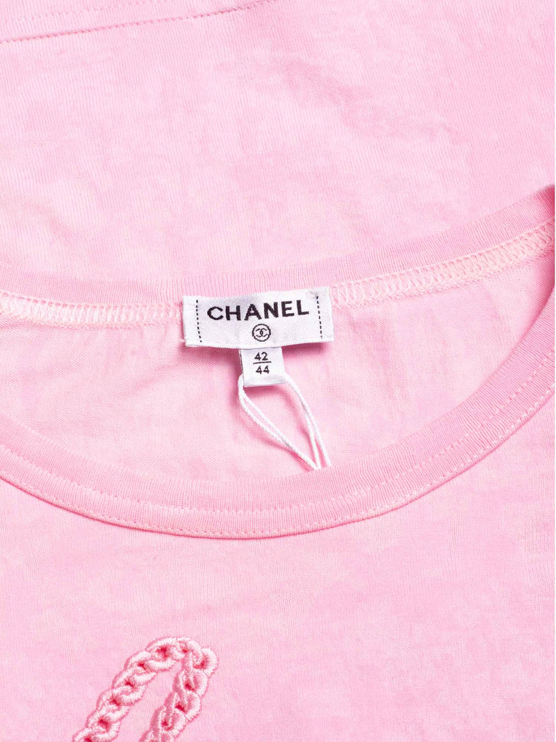 CHANEL Logo Cotton Embroidered Tie-Dye T-Shirt Pink