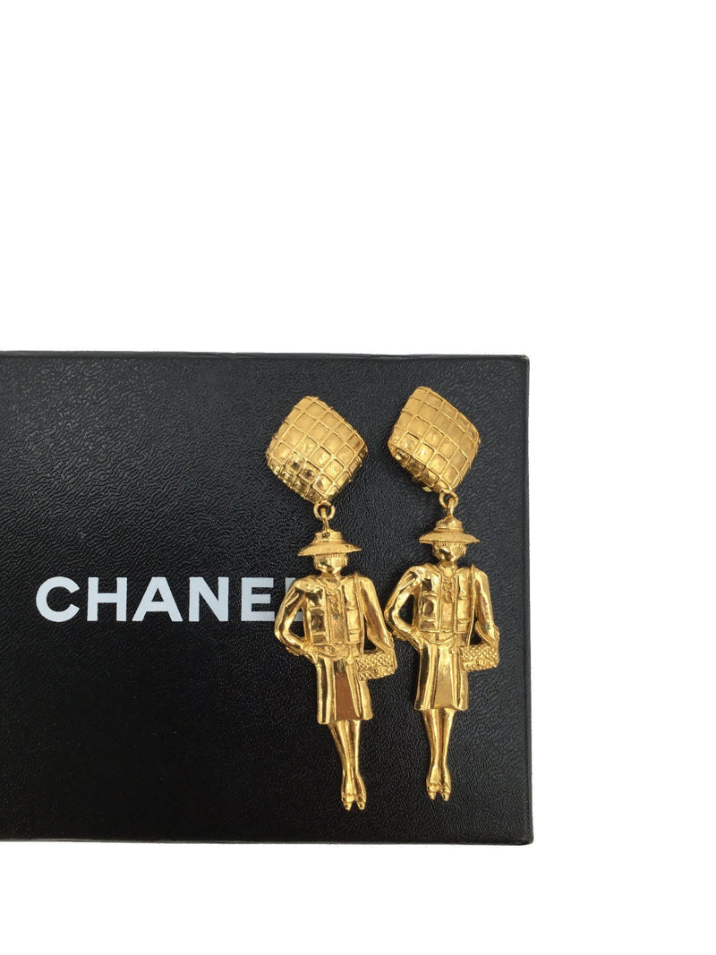 CHANEL Madame Coco Clip On Earrings Gold-designer resale