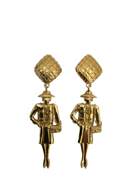 CHANEL Madame Coco Clip On Earrings Gold