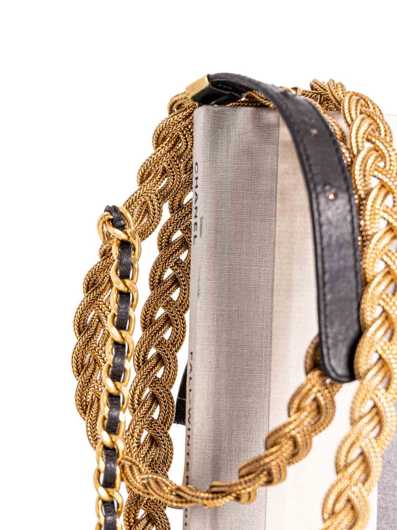 CHANEL Black Leather & Gold Metal Belt Wide Oversized Multi CC
