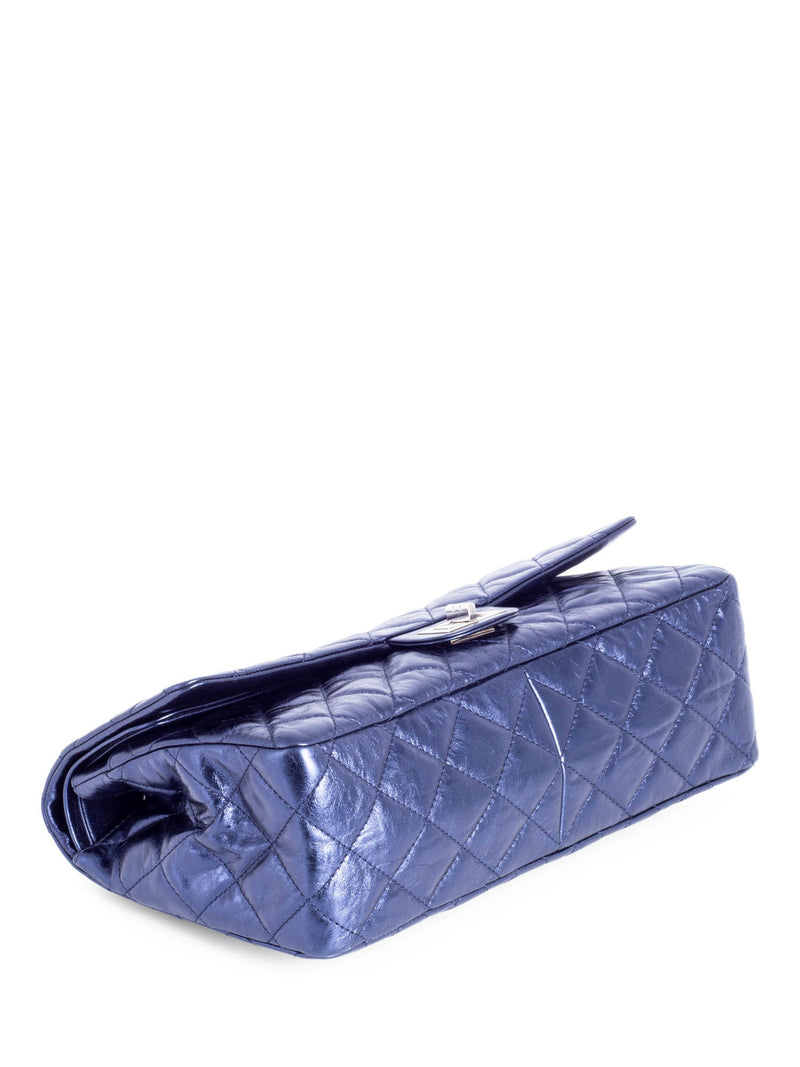 Chanel Maxi Flap Bag Blue Lambskin Leather - Silver Hardware