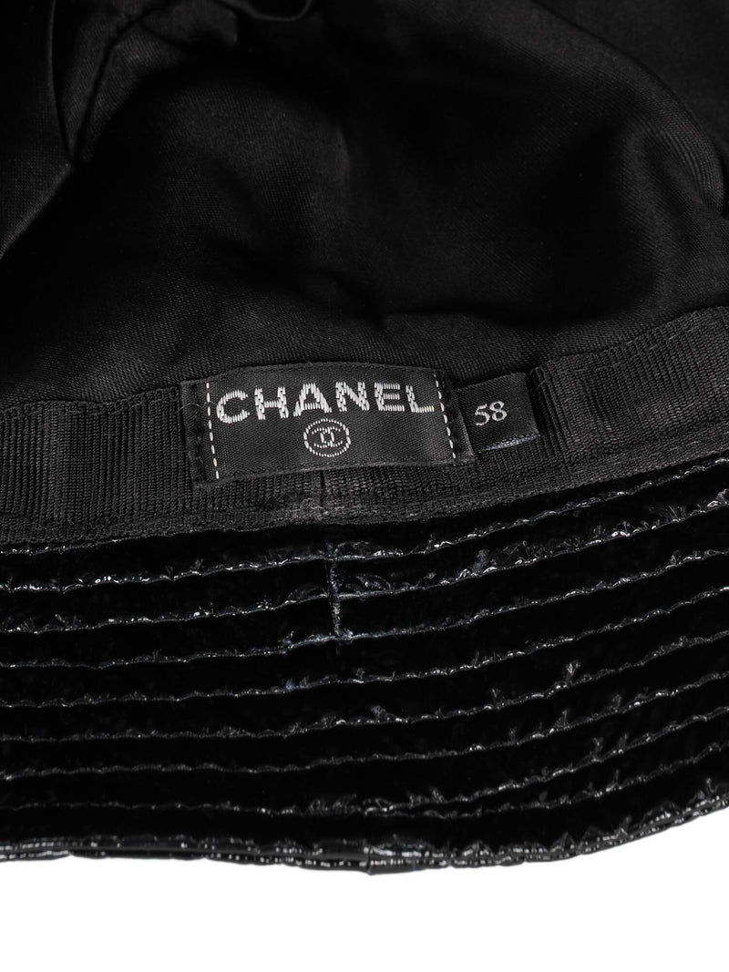 CHANEL Patent Leather Bucket Hat Black-designer resale