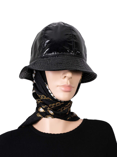 AUTH CHANEL Patent Leather Bucket Hat Black Patent leather hat Chanel Black size One size International  main image 2
