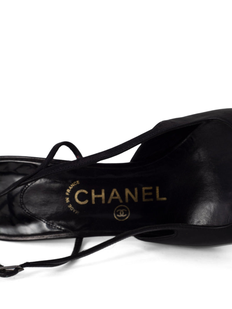 CHANEL Lambskin Chain CC Thong Sandals 38 Black 1314959