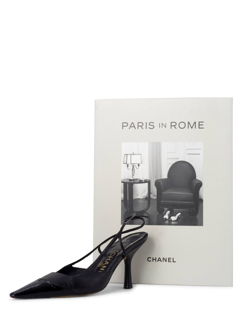 Chanel Beige/Black Leather CC Cap-Toe Pearl Heel D'Orsay Pumps Size 36  Chanel
