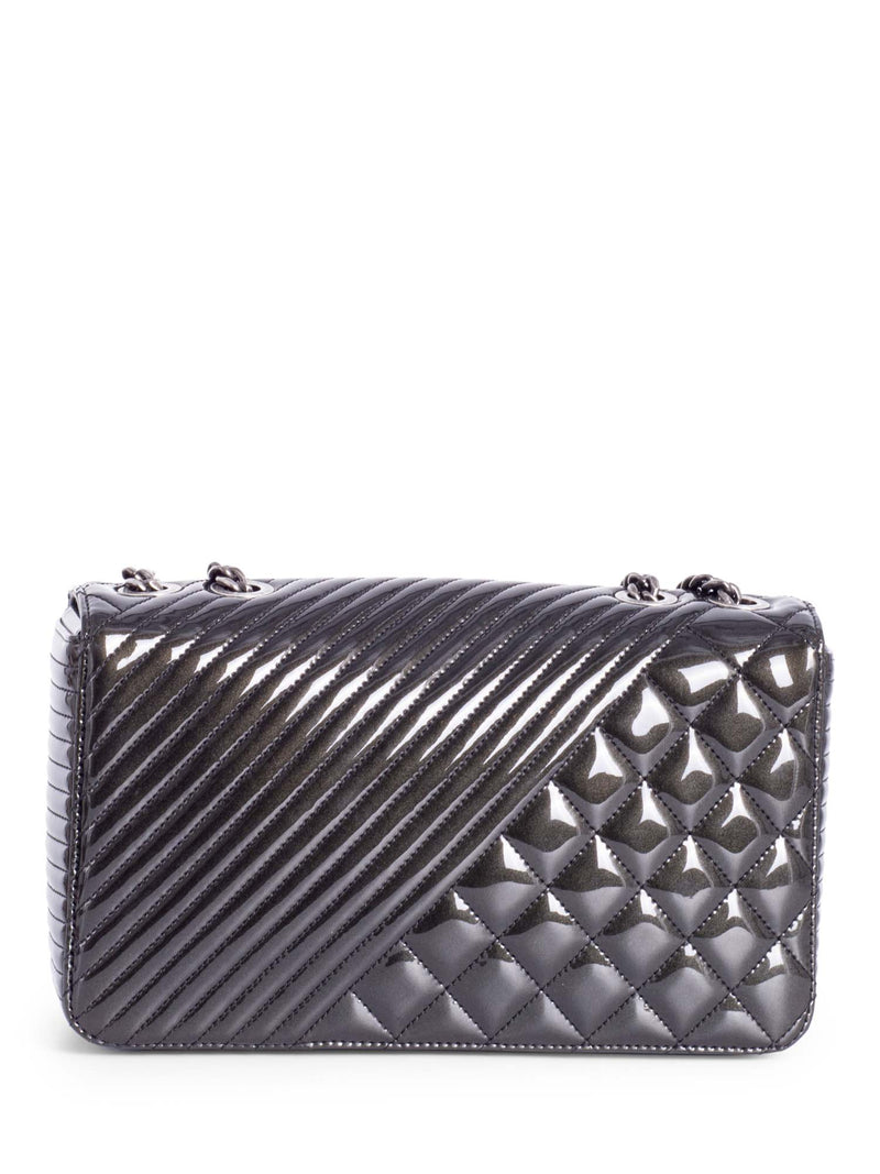 CHANEL Patent Leather CC Logo Coco Boy Medium Flap Bag Black-designer resale