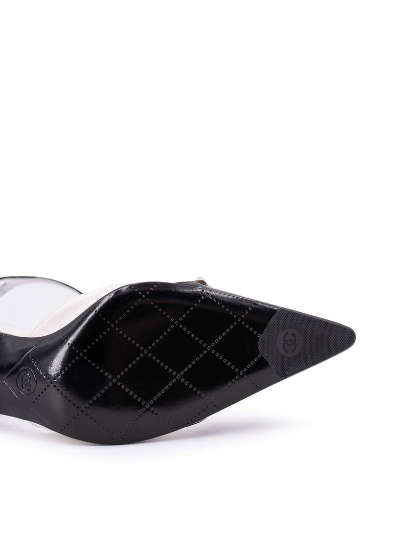 CHANEL Patent Leather Kitten Heel Shoes Black White-designer resale